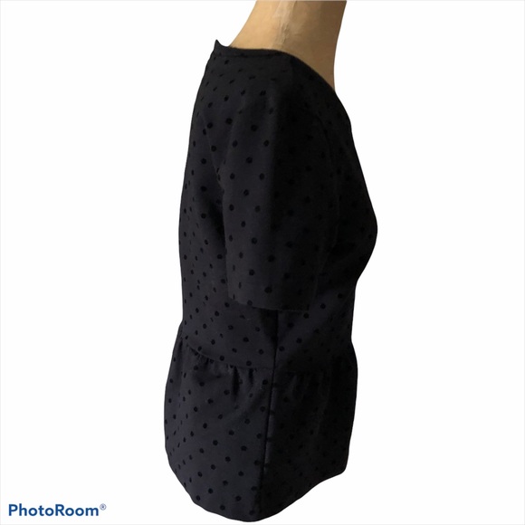 Madewell Black Peplum top  black velvet dots Small - Picture 5 of 11